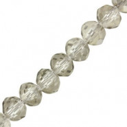 Top Glasfacett rondellen Perlen 4x3mm Transparent grey pearl shine coating